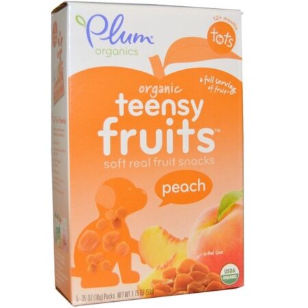 Plum Organics, Tots, Lanches de Frutas Orgânicas Teensy, Pêssego, 12 Meses ou Mais, 5 Pacotes, 10 g (0,35 oz) Cada