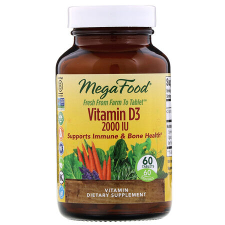 MegaFood, Vitamina D3, 2000 IU, 60 Comprimidos