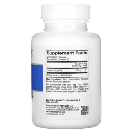 Lake Avenue Nutrition, Luteína, 10 mg, 60 Cápsulas Vegetais - Image 2