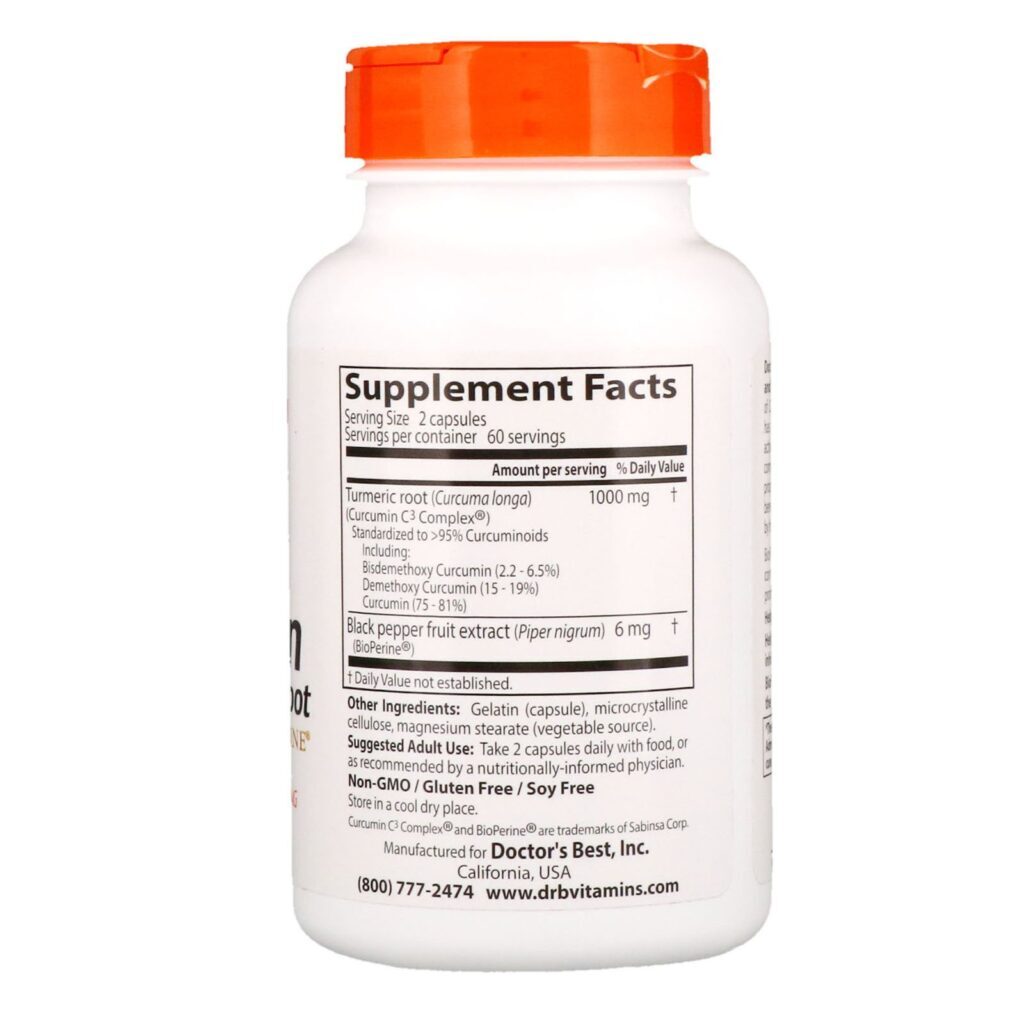 Doctor's Best, Curcumina de Alta Absorção, 500 mg, 120 Cápsulas - Imagem 2