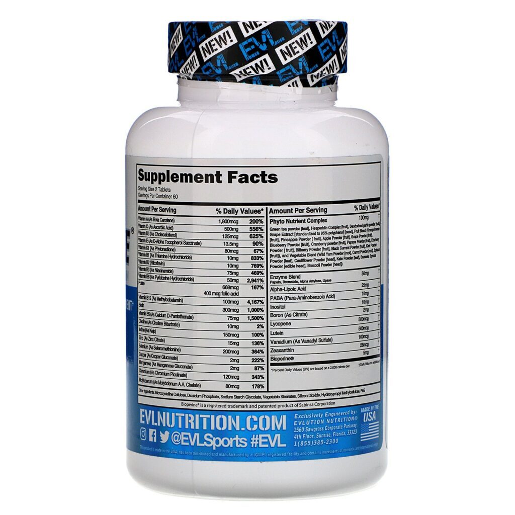 EVLution Nutrition, VitaMode, Multivitamínico de Alto Desempenho, 120 Comprimidos - Imagem 2