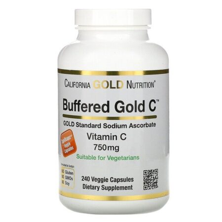 California Gold Nutrition, Cápsulas de Vitamina C Tamponadas, 750 mg, 240 Cápsulas Vegetais