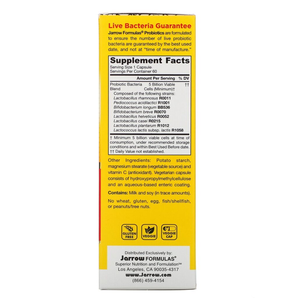 Jarrow Formulas, Jarro-Dophilus EPS, Digestive Probiotic, 5 Billion, 60 Enteroguard Veggie Caps - Imagem 2