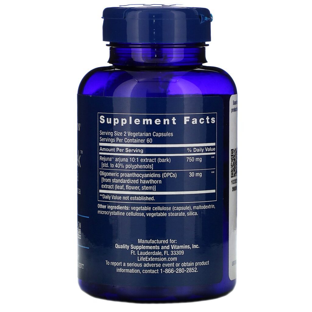 Life Extension, Cardio Peak com Espinheiro Branco e Arjuna Padronizados, 120 Cápsulas Vegetais - Imagem 2