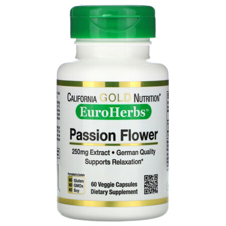 California Gold Nutrition, Flor da Paixão, EuroHerbs, 250 mg, 60 Cápsulas Vegetais