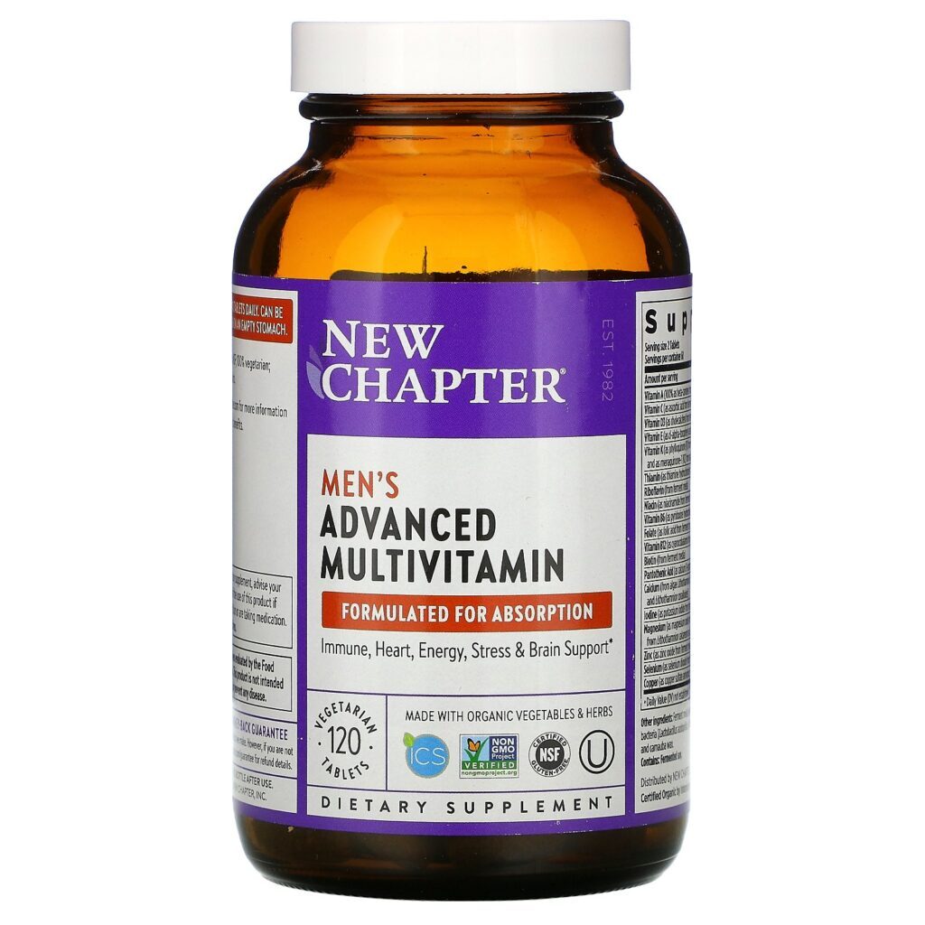 New Chapter, Men's Advanced Multi, 120 Vegetarian Tablets - Imagem 4