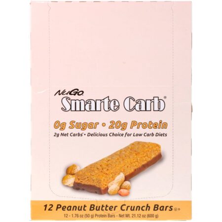 NuGo Nutrition, Smarte Carb Bar, Peanut Butter Crunch, 12 Bars, 1.76 oz (50 g) Each - Image 2