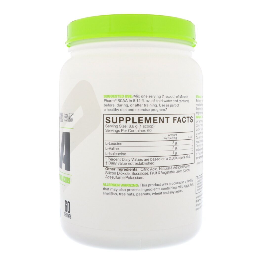MusclePharm, BCAA Essenciais, Ponche de Frutas, 516 g (1,14 lbs) - Imagem 2