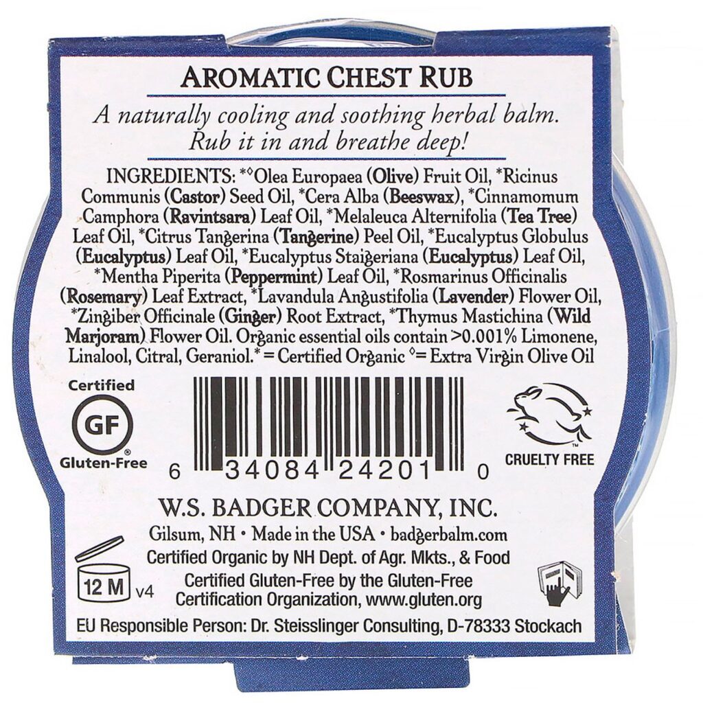 Badger Company, Pomada de peito aromática orgânica, eucalipto e menta, 0,75 oz (21 g) - Imagem 3