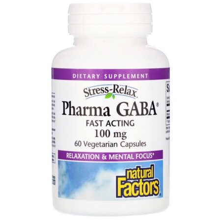 Natural Factors, Stress Relax, Pharma GABA, 100 mg, 60 Cápsulas Vegetais