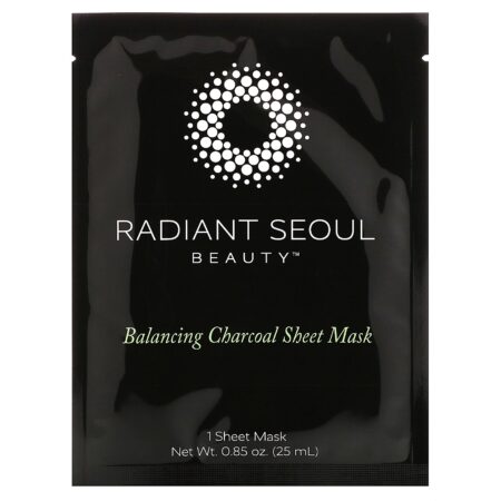 Radiant Seoul, Máscaras Asiáticas (Sheet Masks) de Carvão Vegetal para Equilíbrio, 5 Máscaras, 25 ml (0,85 oz) Cada - Image 3