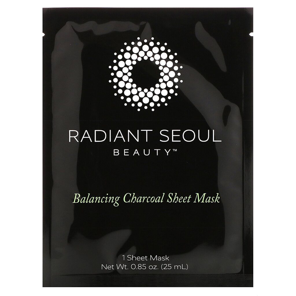 Radiant Seoul, Máscaras Asiáticas (Sheet Masks) de Carvão Vegetal para Equilíbrio, 5 Máscaras, 25 ml (0,85 oz) Cada - Imagem 3