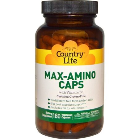 Country Life, Max-Amino Cápsulas, Com Vitamina B-6, 180 Cápsulas Vegetais