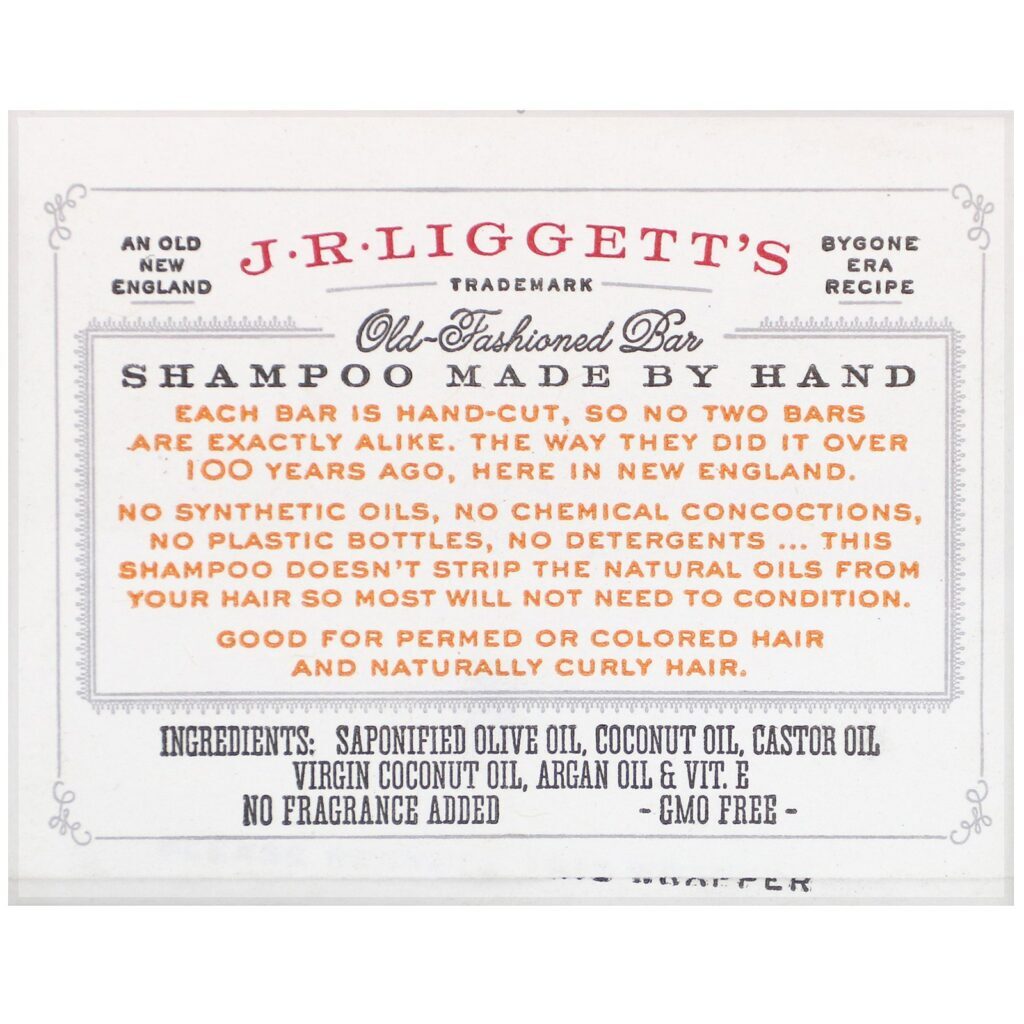 J.R. Liggett's, Shampoo Sólido à Moda Antiga, Coco e Óleo de Argan, 99 g (3,5 oz) - Imagem 2