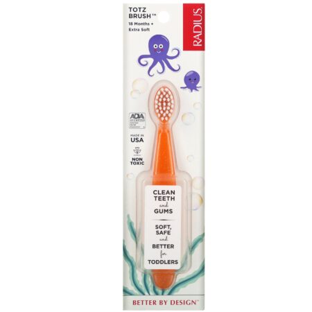 RADIUS, Totz Toothbrush, 18 + Months, Extra Soft, Orange Sparkle, 1 Toothbrush - Image 2