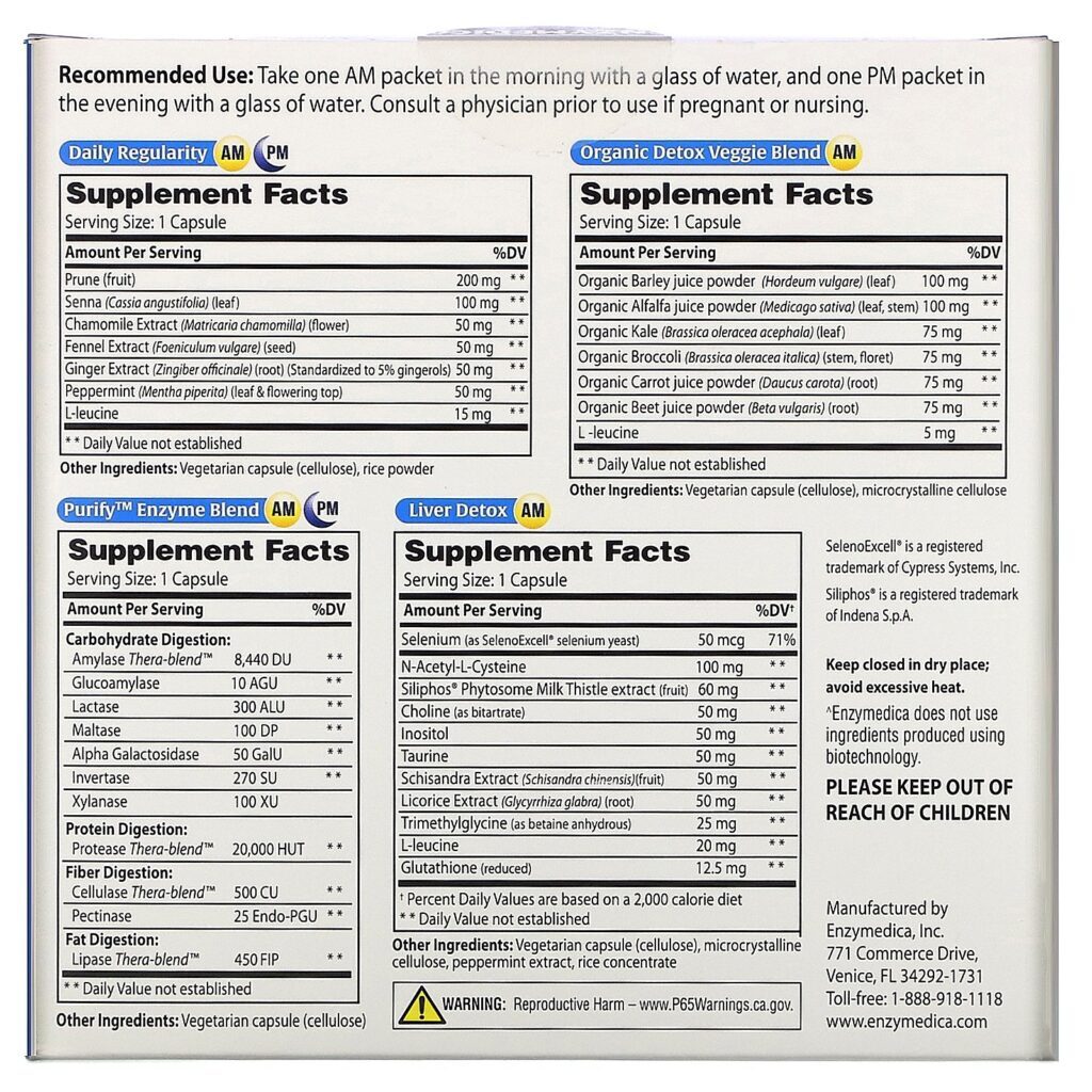 Enzymedica, Purify, Purificação Corporal Completa de 10 dias, 10 Pacotes Manhã/ 10 Pacotes Tarde - Imagem 2