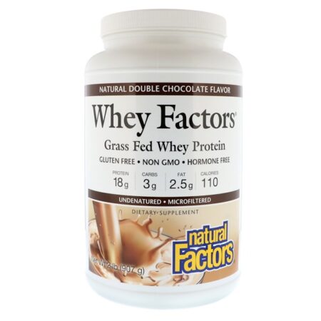 Natural Factors, Whey Factors, Grass Fed Whey Protein, Natural Double Chocolate , 2 lbs (907 g)