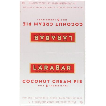 Larabar, The Original Fruit & Nut Food Bar, Coconut Cream Pie, 16 Bars, 1.7 oz (48 g) Each - Image 2