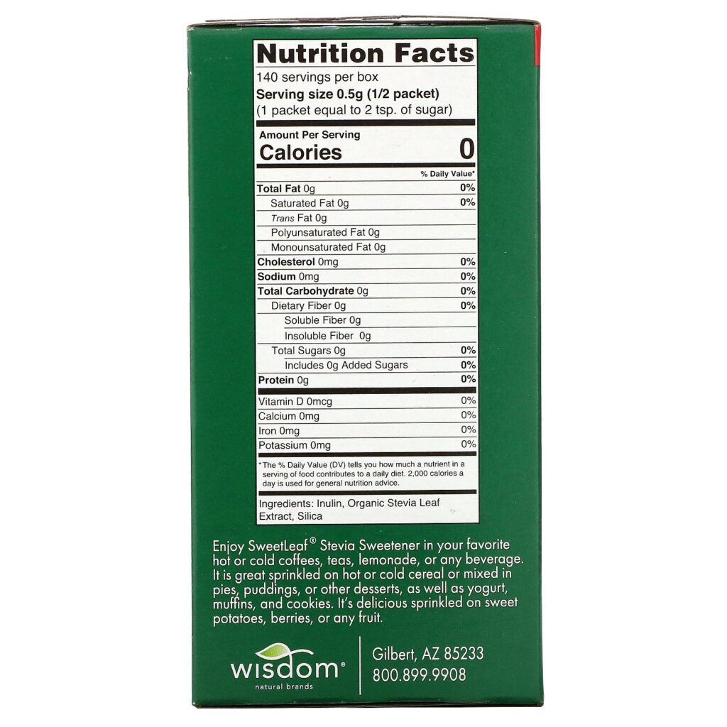 Wisdom Natural, SweetLeaf, Adoçante Natural de Estévia, 70 Pacotes - Imagem 2