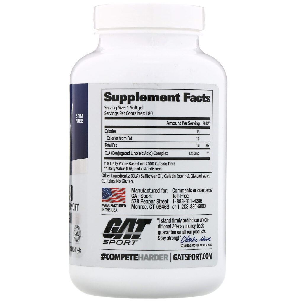 GAT, CLA 1250, 180 Softgels - Imagem 2