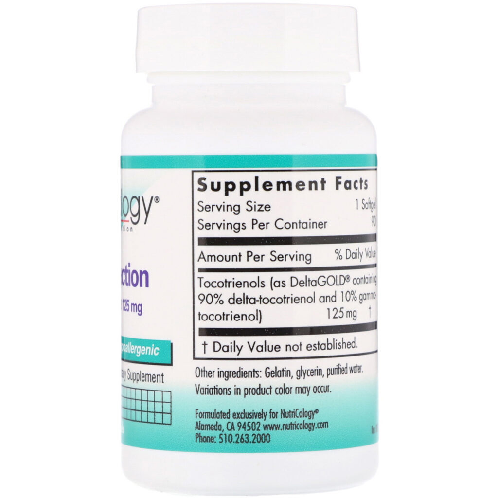 Nutricology, Tocotrienols Delta-Fracionado, 125 mg, 90 cápsulas gelatinosas - Imagem 2
