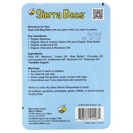 Sierra Bees, Bálsamo Contra Mosquitos, Óleos de Cedro, Gerânio e Alecrim, 17 g (0,6 oz) - Image 4