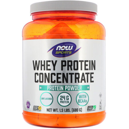 Now Foods, Esportes, Proteína de Soro de Leite Concentrada, Natural sem Sabor, 1.5 lbs (680g)