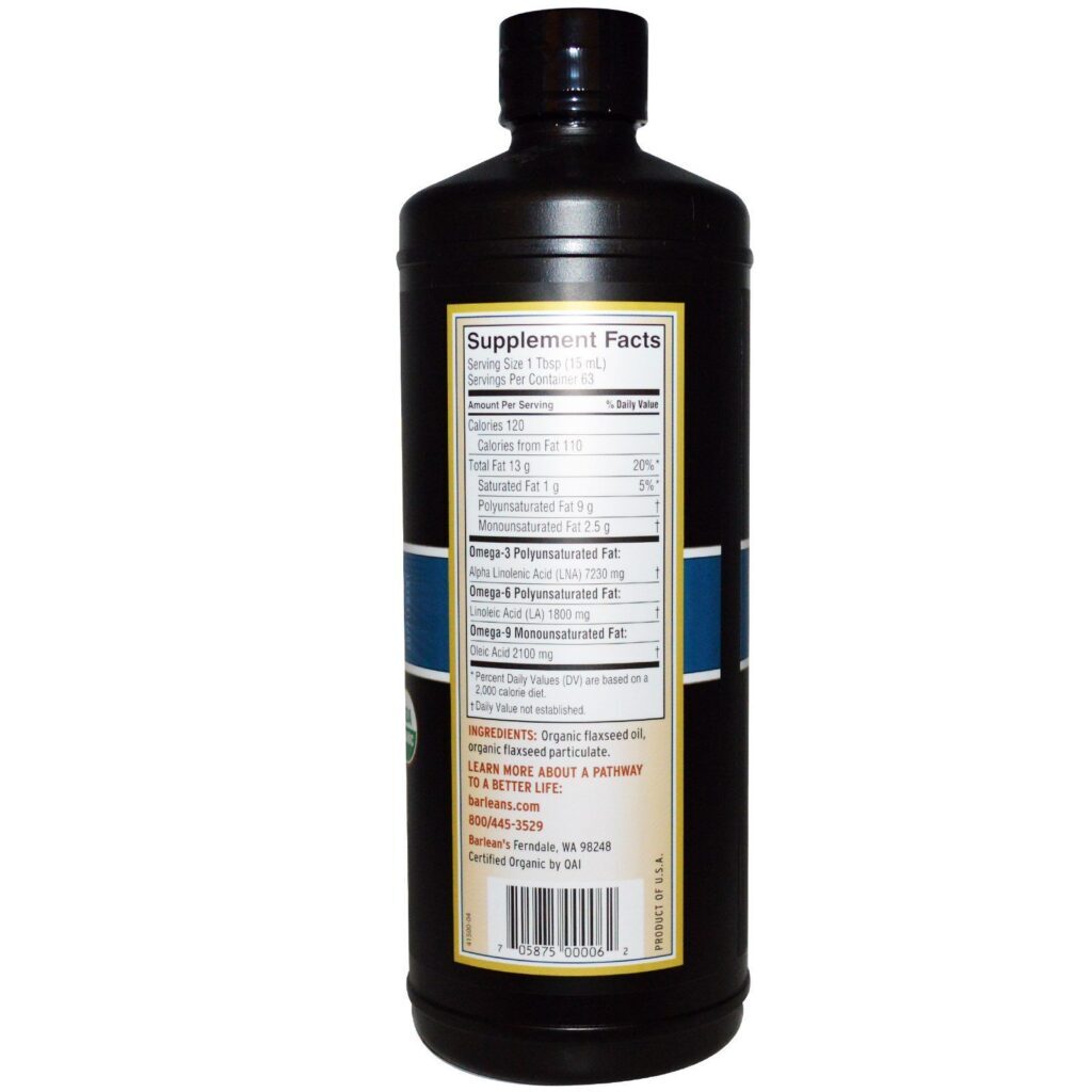 Barlean's, Óleo de Linhaça de Lignana Orgânica, 946 ml (32 fl oz) - Imagem 2