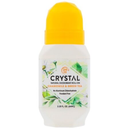 Crystal Body Deodorant, Desodorante Natural Roll On, Camomila e Chá Verde, 66 ml (2,25 fl oz)