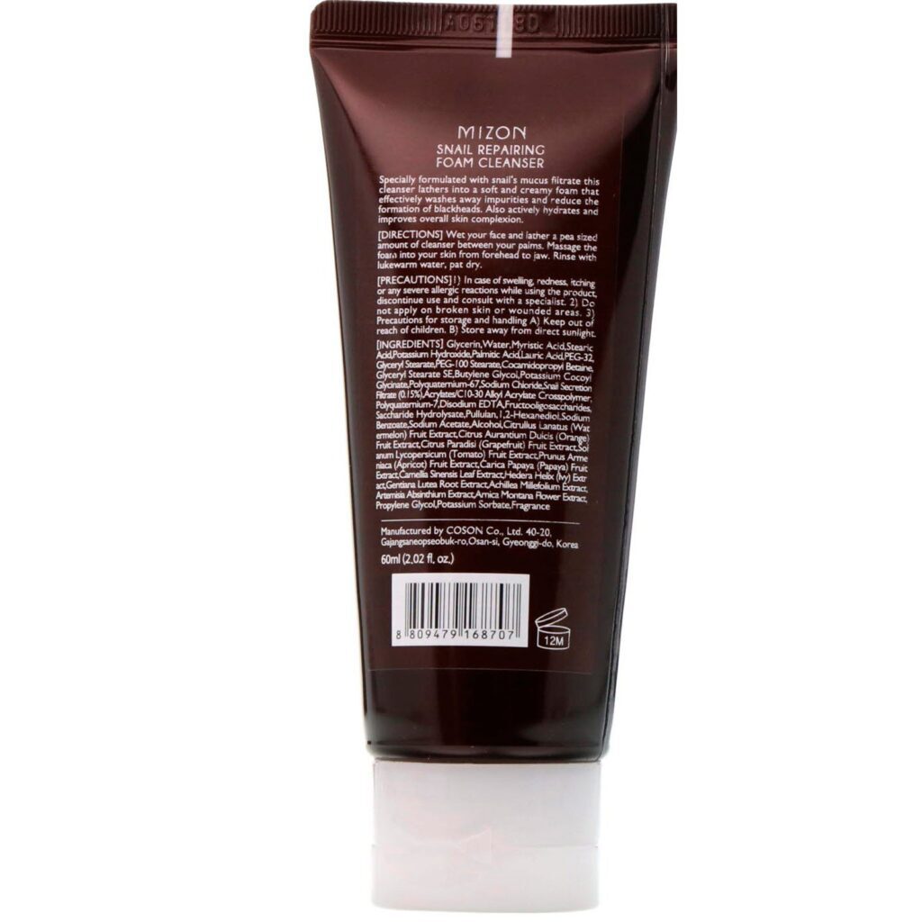 Mizon, Espuma Reparadora de Limpeza de Caracol, 60 ml - Imagem 2