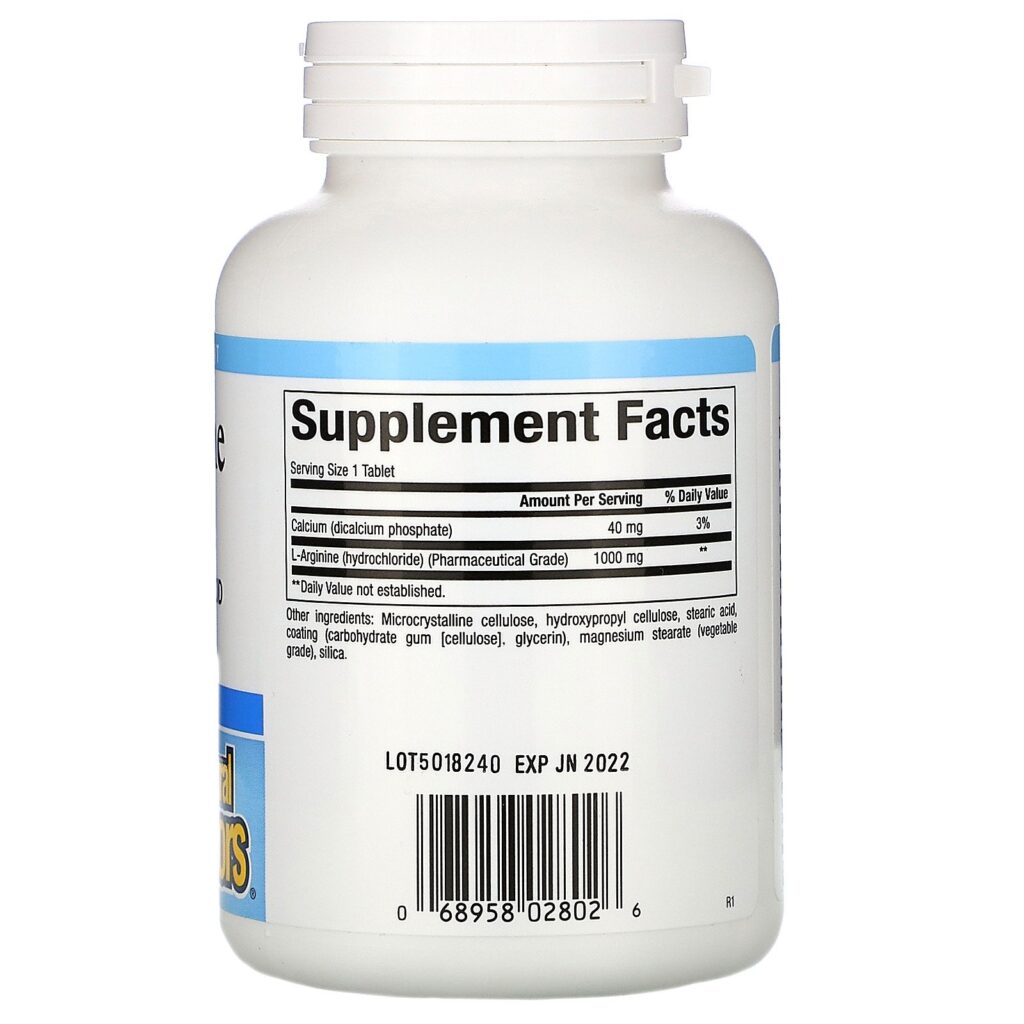 Natural Factors, L-Arginine, 1,000 mg, 90 Tablets - Imagem 2
