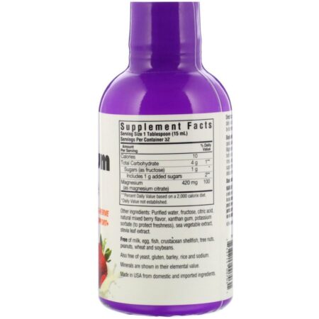 Bluebonnet Nutrition, Liquid Magnesium Citrate, Mixed Berry Flavor, 16 fl oz (472 ml) - Imagem 2