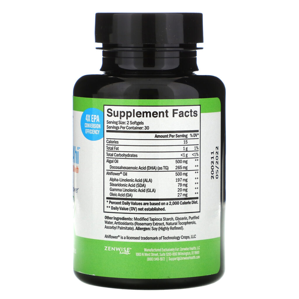 Zenwise Health, Omega 3, 6, and 9 Vegan DHAhi, 60 Softgels - Imagem 2