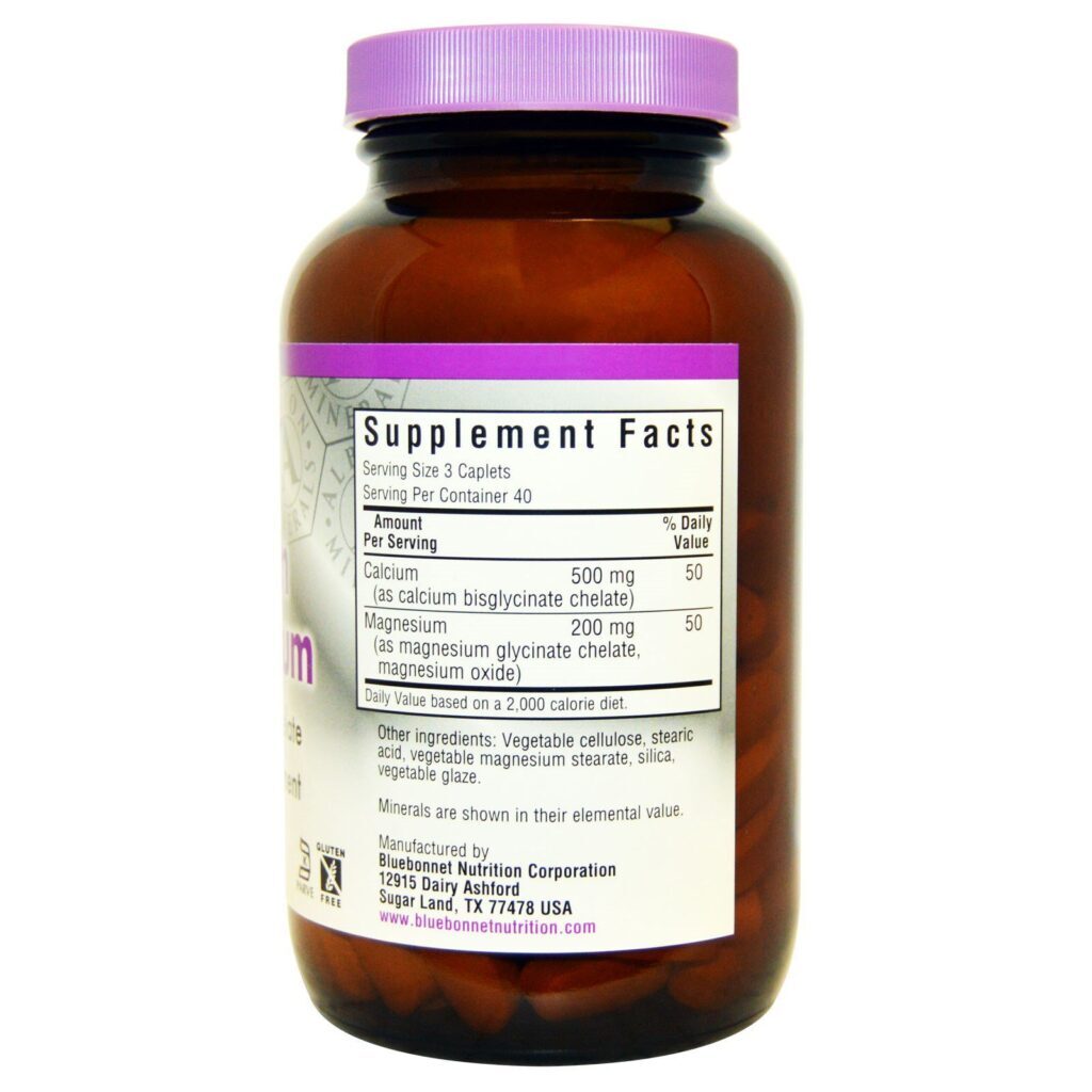 Bluebonnet Nutrition, Magnésio de cálcio, Quelatado, 120 Cápsulas - Imagem 2