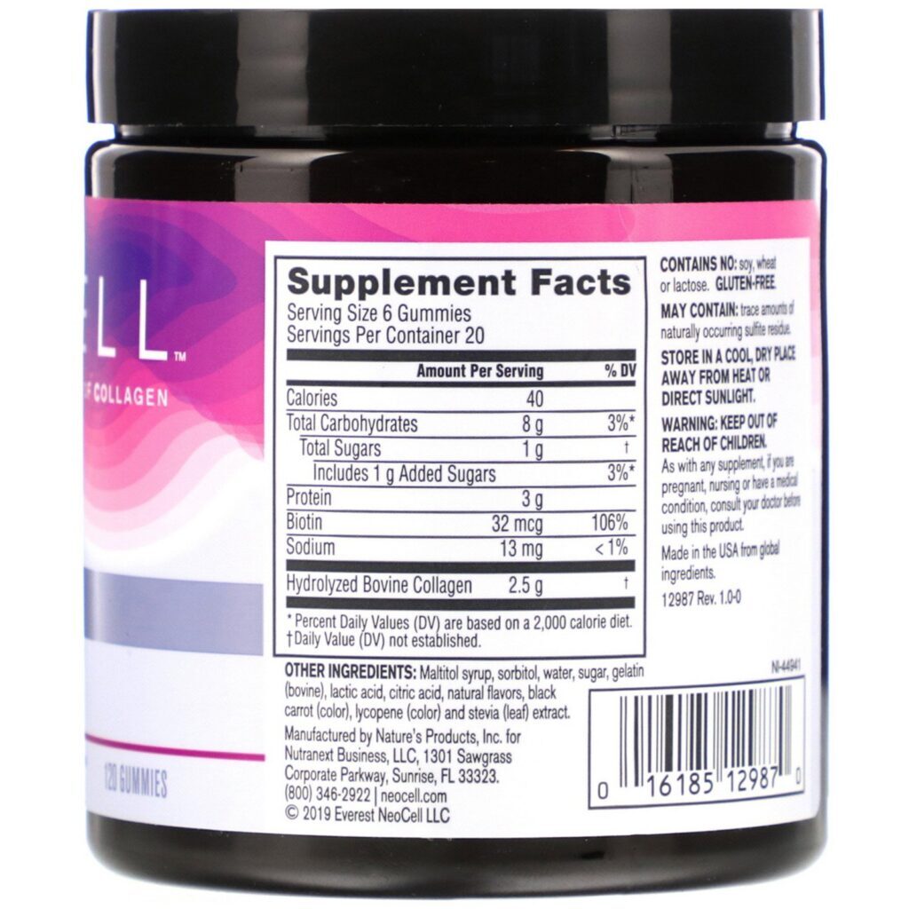 Neocell, Gummy Glow, Collagen Type 1 & 3 + Biotin, Berry, 120 Gummies - Imagem 2