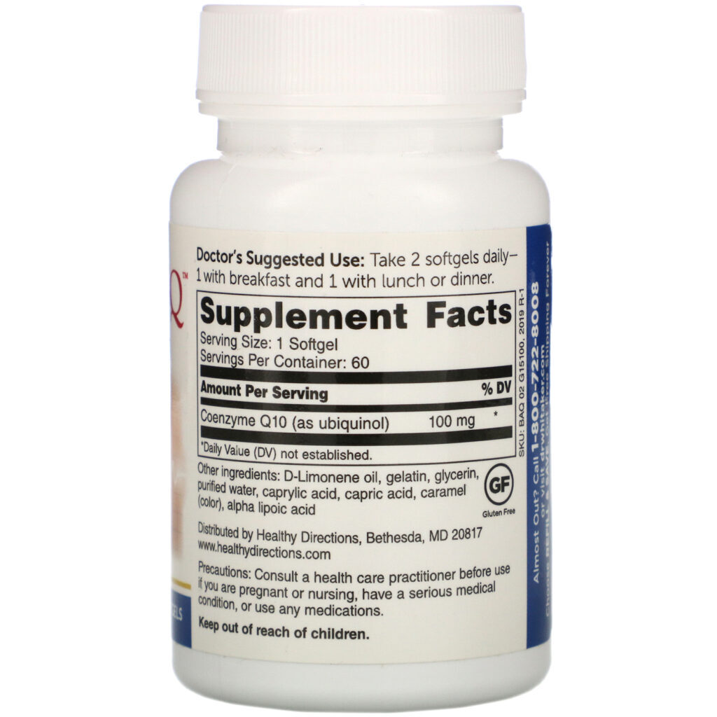 Dr. Whitaker, BioActive Q Ubiquinol, 100 mg, 60 Softgels - Imagem 2