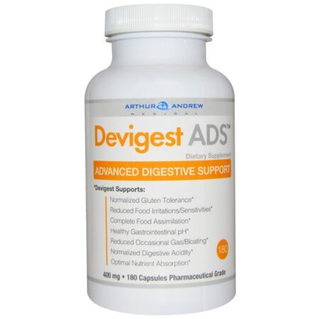 Arthur Andrew Medical, Devigest ADS, Advanced Digestive Support, 400 mg, 180 Cápsulas