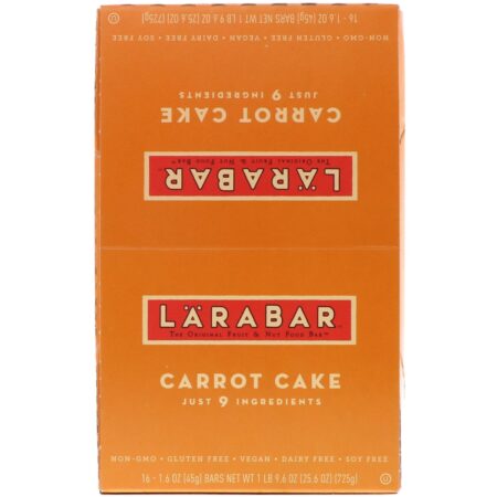 Larabar, The Original Fruit & Nut Food Bar, Carrot Cake, 16 Bars, 1.6 oz (45 g) Each - Image 2