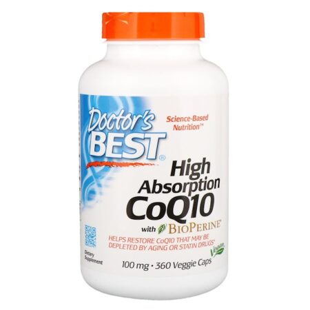 Doctor's Best, CoQ10 de Alta Absorção com BioPerine, 100 mg, 360 Cápsulas Vegetais