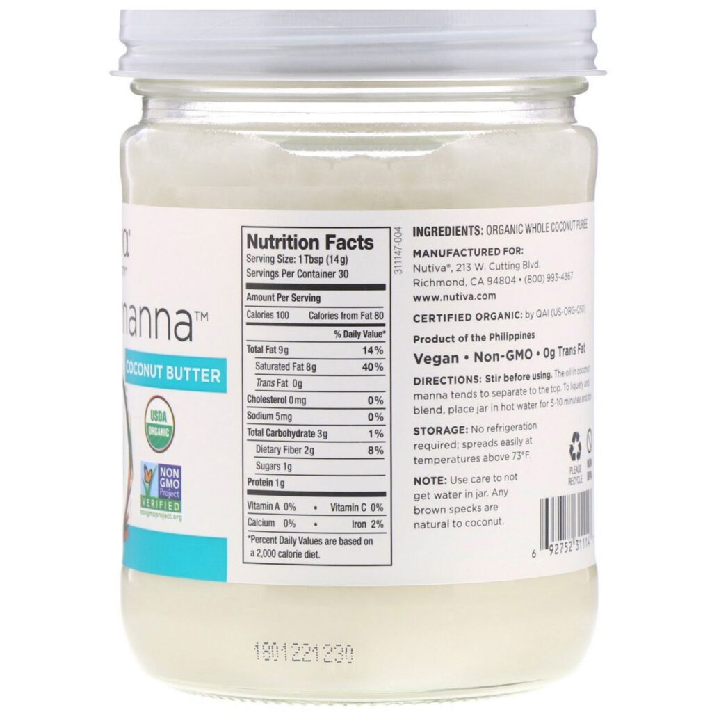 Nutiva, Orgânico, Maná de Coco, Coco Purificado, 425 g (15 oz) - Imagem 2