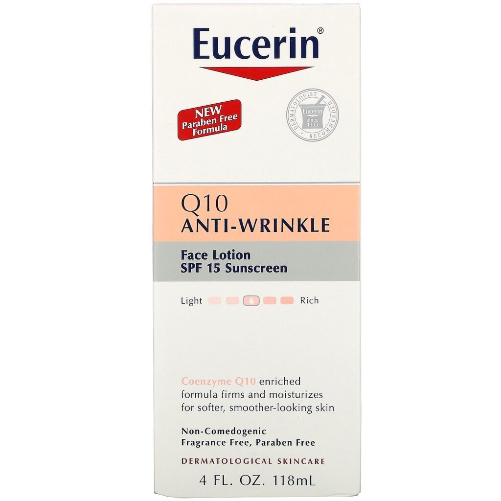 Eucerin, Q10 Loção Anti-Idade Pele Sensível, Protetor Solar SPF 15 , 4 fl oz (118 ml) - Imagem 2