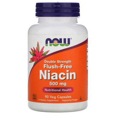 Now Foods, Niacina sem Rubor, Potência Dupla, 500 mg, 90 Cápsulas Vegetais