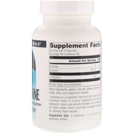 Source Naturals, L-arginina, Forma Livre, 500 mg, 100 Cápsulas - Image 2