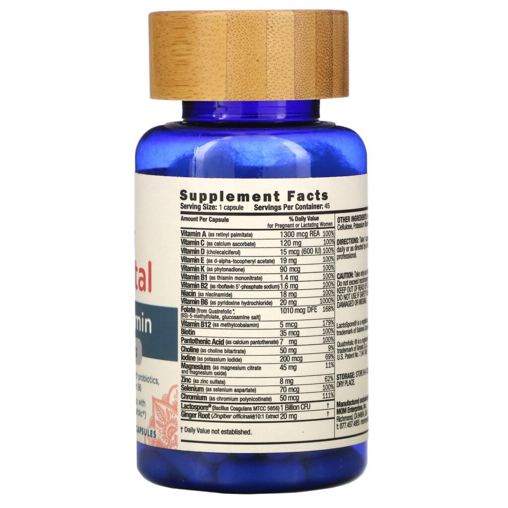 Mommy's Bliss, Prenatal Multivitamin + Probiotics, 45 Capsules - Imagem 2