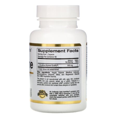 California Gold Nutrition, L-Citrulina, 500 mg, 60 Cápsulas Vegetais - Image 2