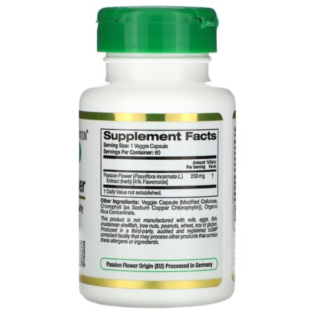 California Gold Nutrition, Flor da Paixão, EuroHerbs, 250 mg, 60 Cápsulas Vegetais - Image 2