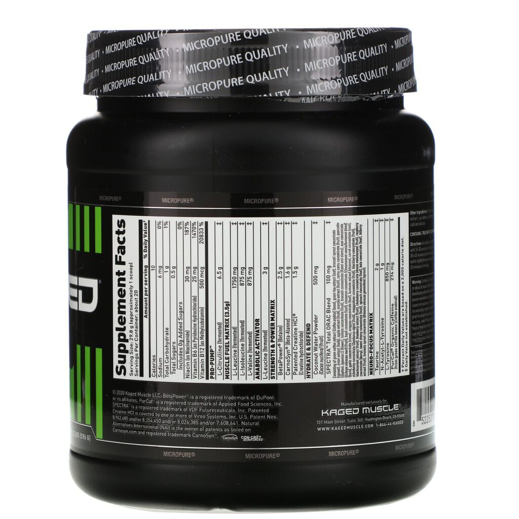 Kaged Muscle, PRE-KAGED, Premium Pre-Workout, Orange Krush, 1.3 lbs (596 g) - Imagem 2