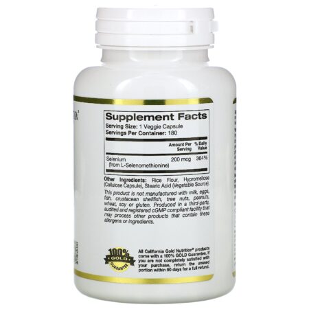 California Gold Nutrition, Selênio, Sem Fermento, 200 mcg, 180 Cápsulas Vegetais - Image 2