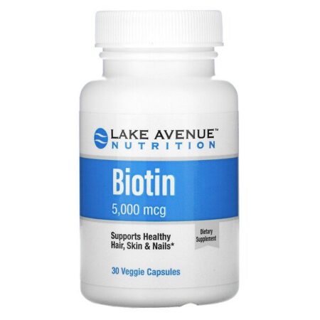 Lake Avenue Nutrition, Biotina, 5.000 mcg, 30 Cápsulas Vegetais