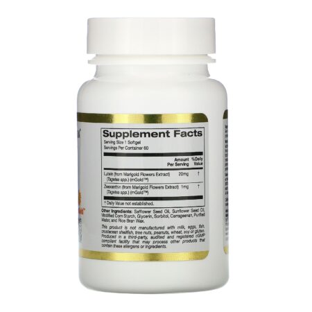 California Gold Nutrition, Luteína com Zeaxantina, 20 mg, 60 Cápsulas Gelatinosas Vegetais - Image 2